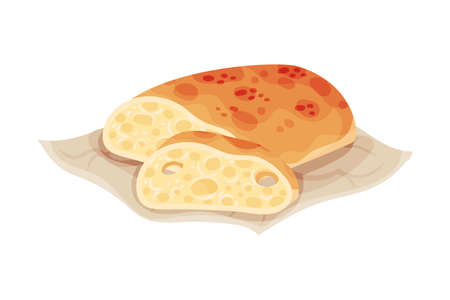 Freshly Baked Bread as Italian Cuisine Pastry Vector Illustrationのイラスト素材