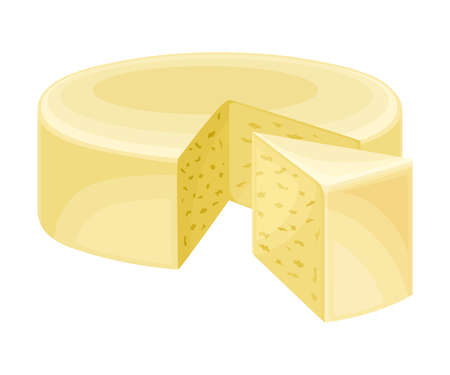 Block of Cheese with Cut Slab as Dairy Product Vector Illustrationのイラスト素材