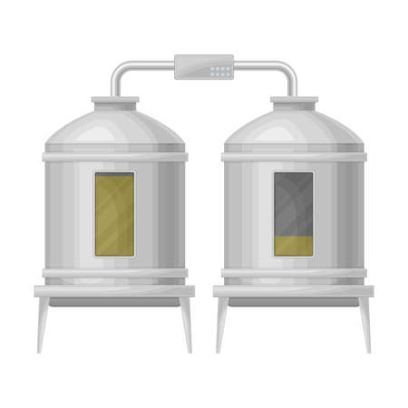 Metal Tank with Olive Oil as Oil Separation Industrial Production Process Vector Illustrationのイラスト素材