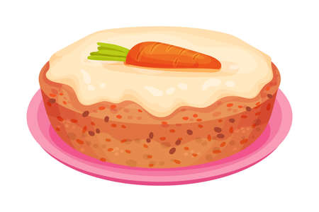 Sweet Homemade Carrot Pie with Crust Made of Shortcrust Pastry Vector Illustrationのイラスト素材