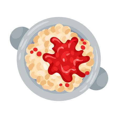 Stewed Beans with Tomato Sauce as Portuguese Dish View from Above Vector Illustrationのイラスト素材