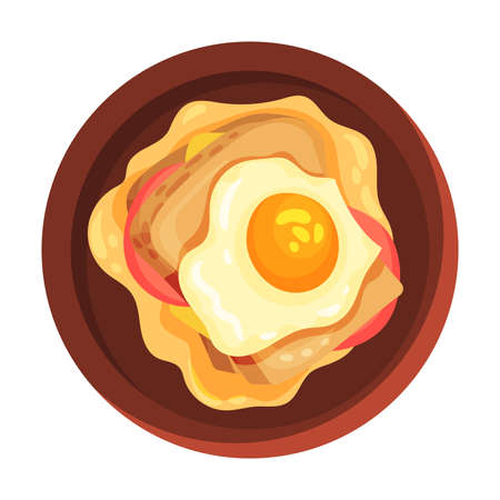 Sandwich with Bread Slices and Scrambled Egg as Portuguese Dish View from Above Vector Illustrationのイラスト素材