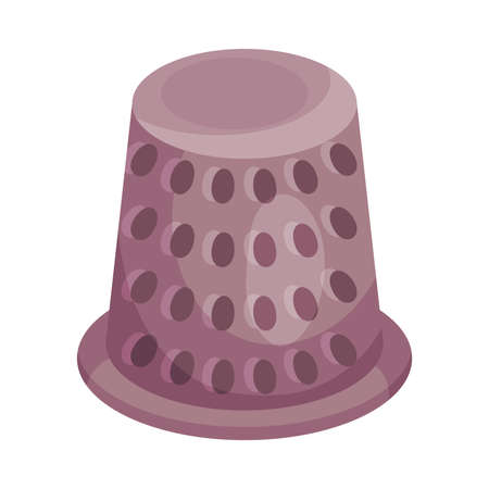 Thimble with Holes for Finger Protection Sewing Accessory Vector Illustrationのイラスト素材