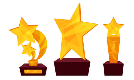 Golden Awards and Trophy of Different Shapes Vector Set