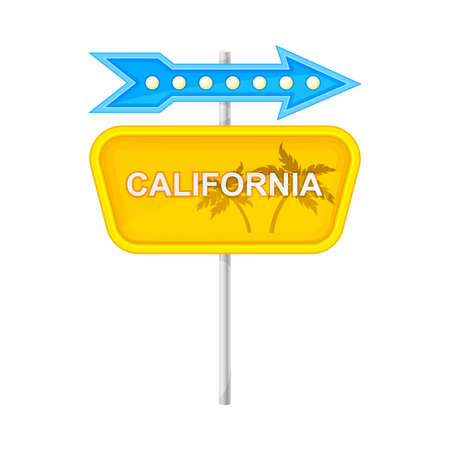 California Road Direction Sign with Arrow as Travel Destination Vector Illustrationのイラスト素材