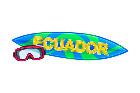 Surf Board with Watersport Goggles as Ecuador Attribute Vector Illustrationのイラスト素材