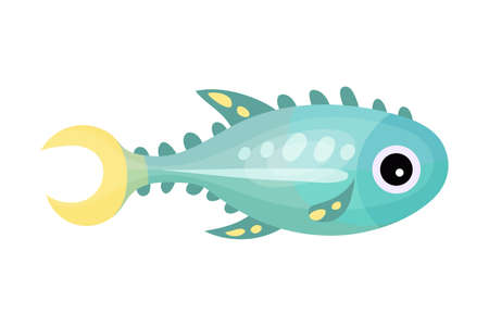 Funny Fish with Side Fins as Marine Animal Vector Illustrationのイラスト素材