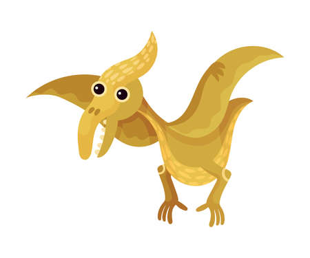 Funny Dinosaur with Wings as Ancient Reptile Vector Illustrationのイラスト素材