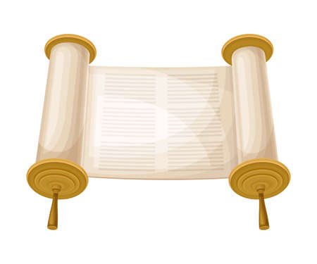 Old Torah Scroll as Jewish Religious Attribute Vector Illustrationのイラスト素材