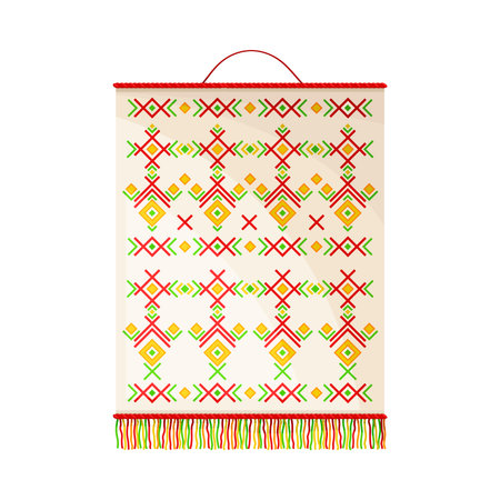 Material with Bright Ornament as Hanging Decoration Vector Illustrationのイラスト素材