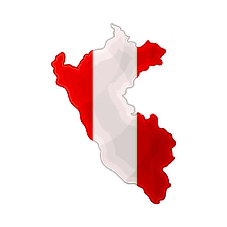 Peru Border or Map with National Colors Vector Illustrationのイラスト素材