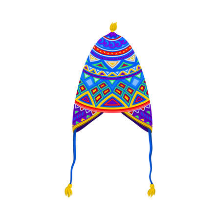 Peruvian Hat with Bright Ornament as Headdress Vector Illustrationのイラスト素材