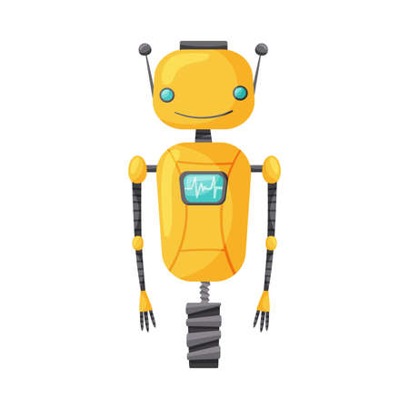 Funny Standing Humanoid or Robot with Antenna as Artificial Intelligence Vector Illustrationのイラスト素材