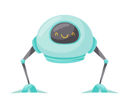 Blue Iron Humanoid or Robot with Head and Limbs as Artificial Intelligence Vector Illustrationのイラスト素材