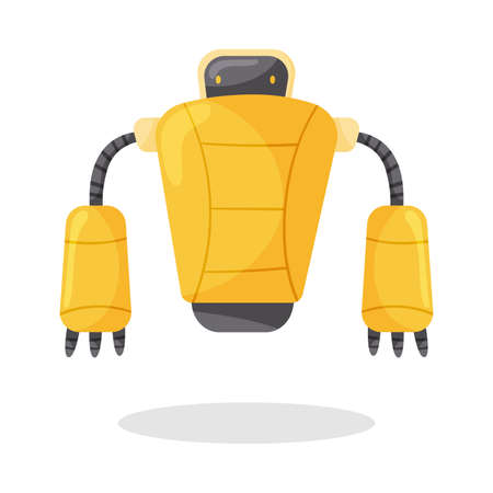 Yellow Iron Humanoid or Robot with Head and Limbs as Artificial Intelligence Vector Illustrationのイラスト素材