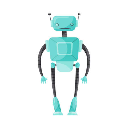 Funny Standing Humanoid or Robot with Antenna as Artificial Intelligence Vector Illustrationのイラスト素材