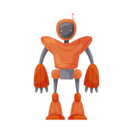 Humanoid or Robot with Iron Limbs and Antenna as Artificial Intelligence Vector Illustrationのイラスト素材