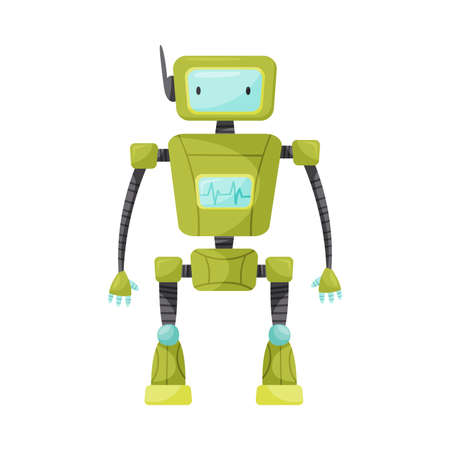 Humanoid or Robot with Iron Limbs and Antenna as Artificial Intelligence Vector Illustrationのイラスト素材