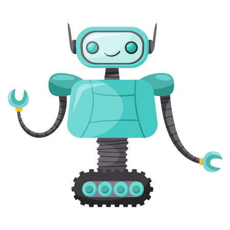 Humanoid or Robot with Iron Limbs and Antenna as Artificial Intelligence Vector Illustrationのイラスト素材