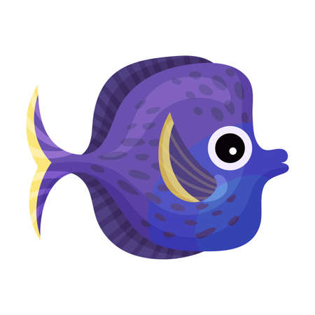 Cute Blue Fish with Side Fins as Marine Animal Vector Illustrationのイラスト素材