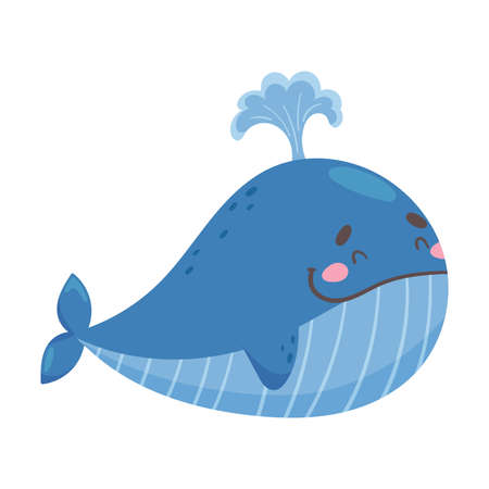 Whale as Sea Animal Floating Underwater Vector Illustrationのイラスト素材