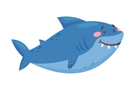 Shark as Sea Animal Floating Underwater Vector Illustrationのイラスト素材