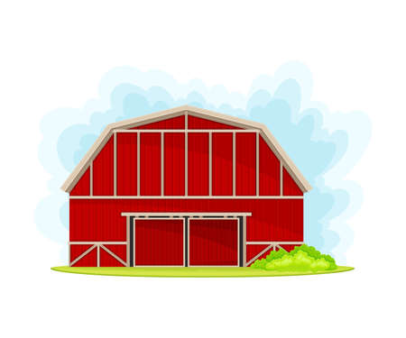 Timbered Red Barn or Granary for Crop Storage Vector Illustrationのイラスト素材