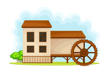 Timbered Rural House as Barn or Granary Vector Illustrationのイラスト素材