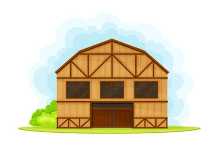 Timbered Rural House as Barn or Granary Vector Illustrationのイラスト素材