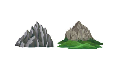 Mountain Peaks with Cliff and Rock Vector Setのイラスト素材