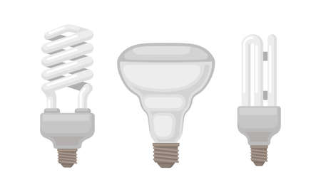 Incandescent Light Bulb or Incandescent Lamp Vector Setのイラスト素材