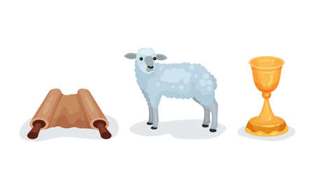 Various Symbols of Christian and Jewish Religion Vector Setのイラスト素材