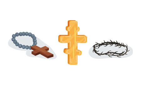 Various Symbols of Christian and Jewish Religion Vector Setのイラスト素材