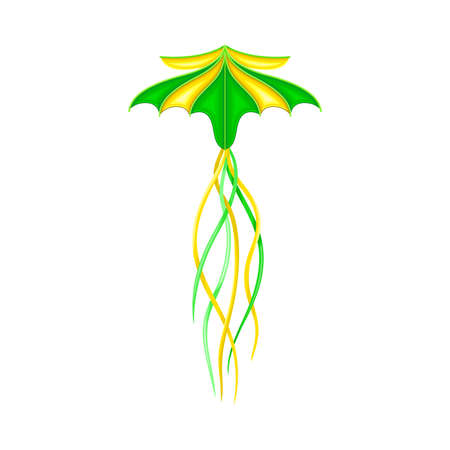 Bright Kite as Tethered Craft with Wing Surface and Tail Vector Illustrationのイラスト素材