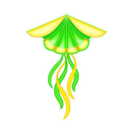 Flying Kite as Festive Toy Craft with Wings and Tail Vector Illustrationのイラスト素材