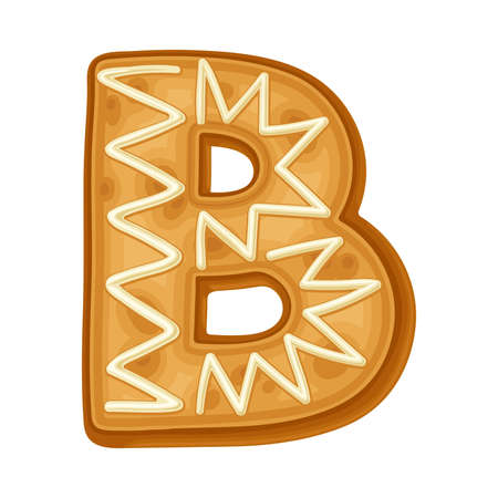 Alphabet Capital Letter B as Freshly Baked Cookie and Christmas Holiday Treat Vector Illustrationのイラスト素材