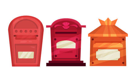 Mailbox or Letter Box for Sending and Receiving Letters Vector Setのイラスト素材