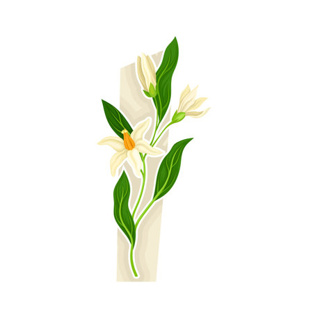 Capital Alphabetical Character with Blooming Flower as Hot Summer Season Symbol Vector Illustrationのイラスト素材