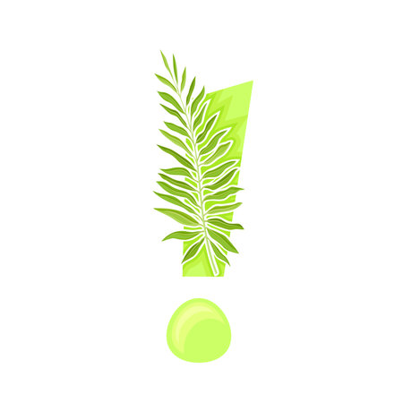 Exclamation Mark with Fern Leaf as Typography Symbol Vector Illustrationのイラスト素材