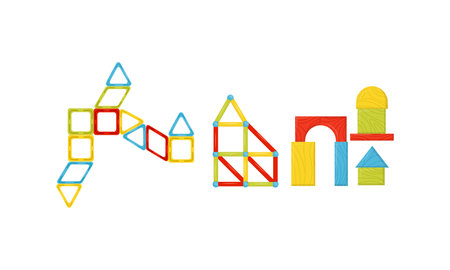 Construction Set as Toy for Children with Building Components Vector Setのイラスト素材