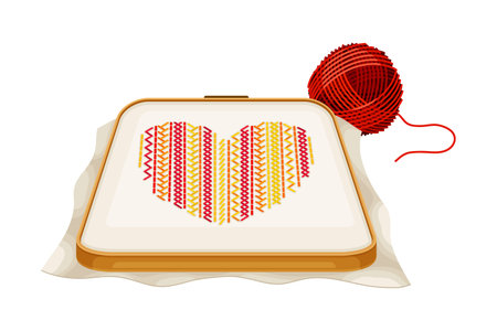 Tambour with Canvas and Embroidered Pattern Vector Illustrationのイラスト素材