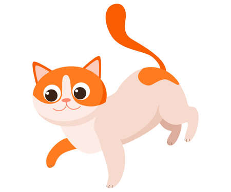 Funny Kitten with Red Spots Walking Vector Illustrationのイラスト素材