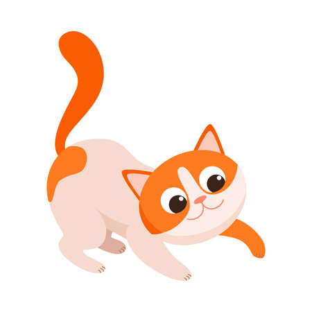 Funny Kitten with Red Spots Playing Vector Illustrationのイラスト素材