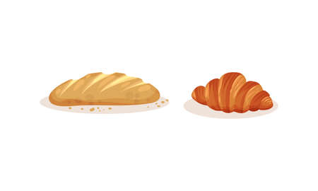 Bread and Sweet Wheat Pastry or Confectionery Vector Setのイラスト素材