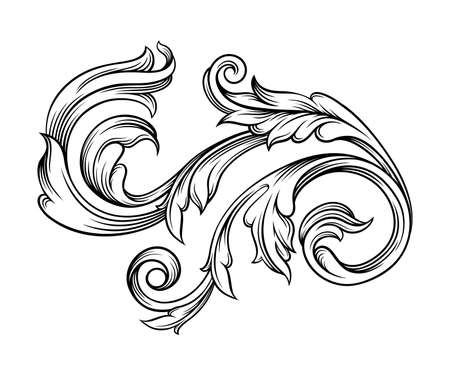 Baroque Scroll as Element of Ornament and Graphic Design with Spiral and Circular Motif Vector Illustrationのイラスト素材