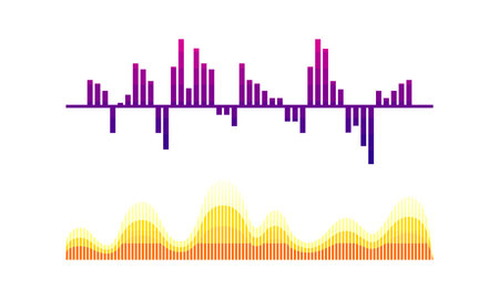 Acoustic Soundwave or Audible Sound Track with Graph Vibration Vector Set