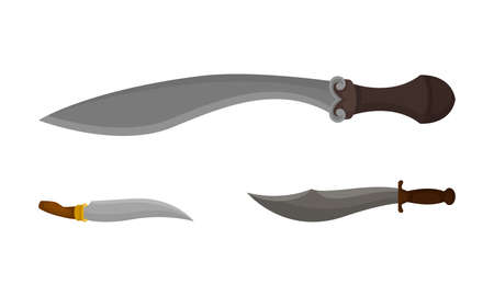 Medieval Cold Steel Arms or Blade Weapon with Dagger Vector Setのイラスト素材