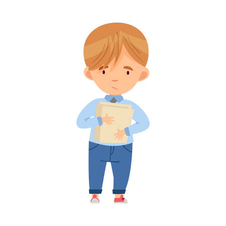 Bullied Boy Standing Suffering from Mockery and Sneer at School Vector Illustrationのイラスト素材