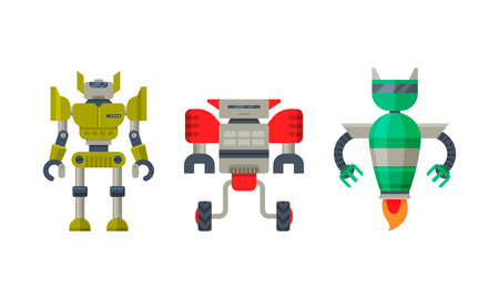 Robot Transformer as Automated Action Figure Toy with Shifting Parts Vector Setのイラスト素材