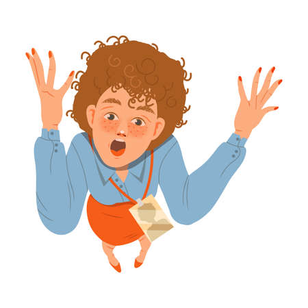 Female Shouting Ou Loud as Stressed out Office Employee Feeling Deadline Vector Illustrationのイラスト素材